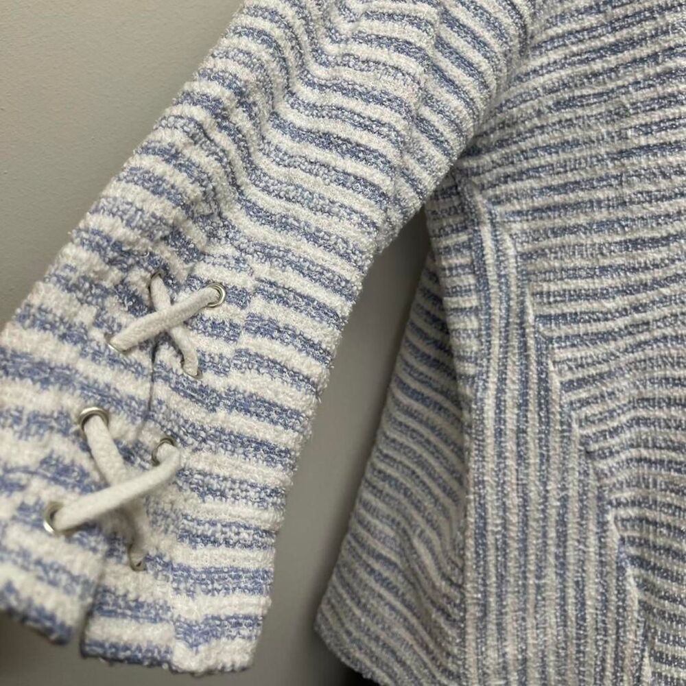 Ruby Rd. Size Large Blue and White Striped Sweater - Picture 3 of 5